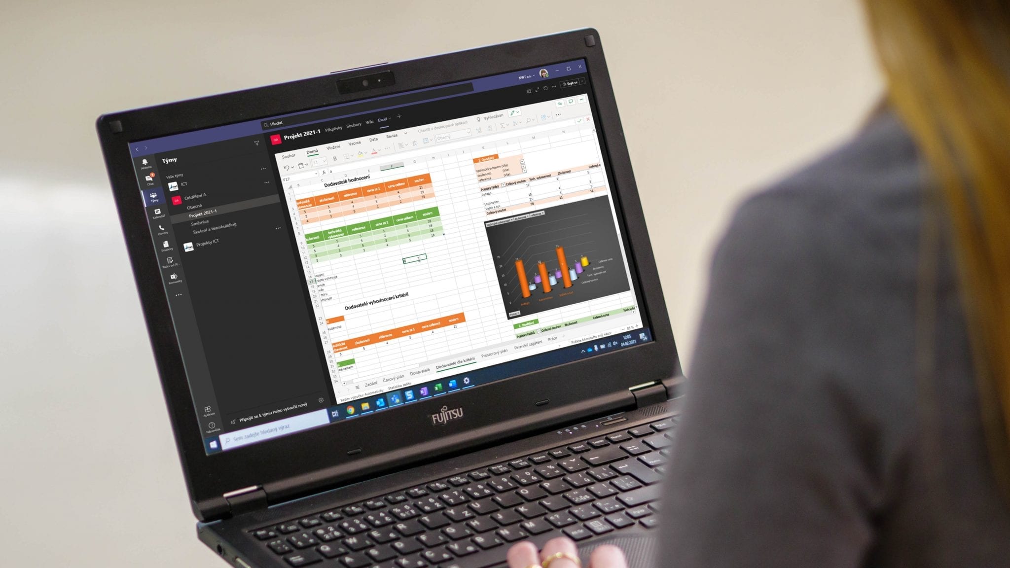 Microsoft Teams na notebooku
